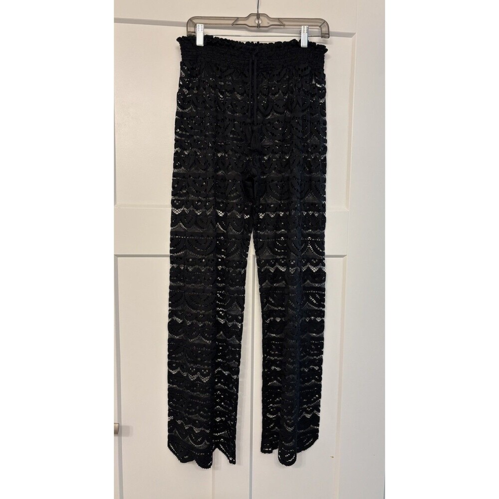 MIKEN Swim XL Black Lacy Drawstring Bathing Suit Cover-Up Pants